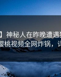 【震惊】神秘人在昨晚遭遇猛料难以抗拒，樱桃视频全网炸锅，详情曝光