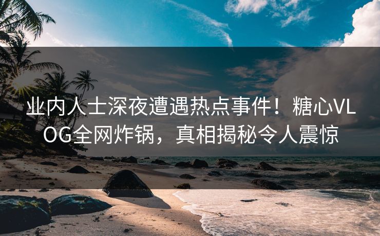 业内人士深夜遭遇热点事件!糖心VLOG全网炸锅,真相揭秘令人震惊 业内人士深夜遭遇热点事件!糖心VLOG全网炸锅,真相揭秘令人震惊
