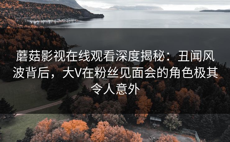 蘑菇影视在线观看深度揭秘:丑闻风波背后,大V在粉丝见面会的角色极其令人意外 蘑菇影视在线观看深度揭秘:丑闻风波背后,大V在粉丝见面会的角色极其令人意外